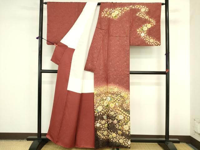 平和屋着物●越後十日町の一流染匠 桐屋・翠山工房 訪問着 絞り 辻が花 暈し染め 銀通し地 正絹 逸品 DABK2888op