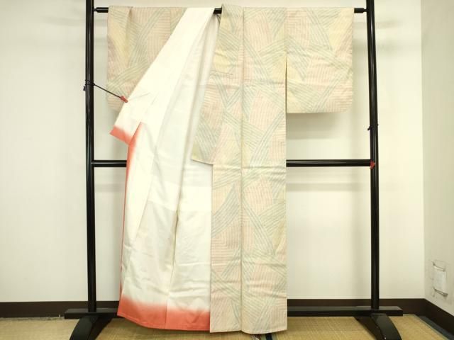 平和屋着物●結城紬 80亀甲 幾何学文様 正絹 逸品 DABK2896op