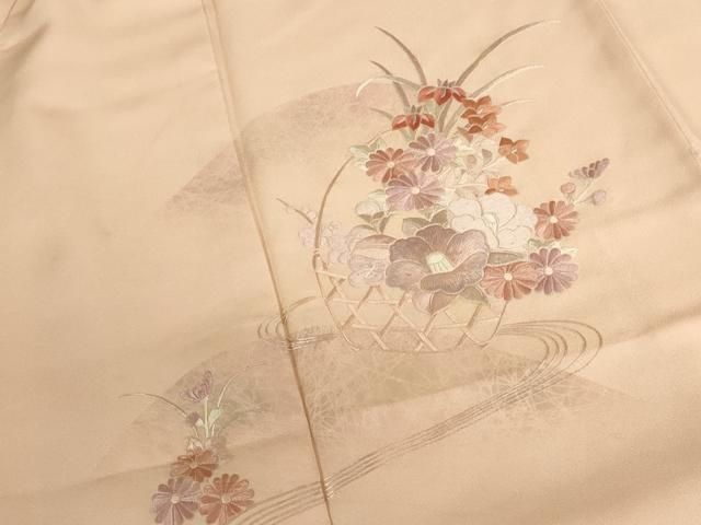 平和屋着物▼訪問着 総刺繍 花籠文 正絹 逸品 DABK2901op