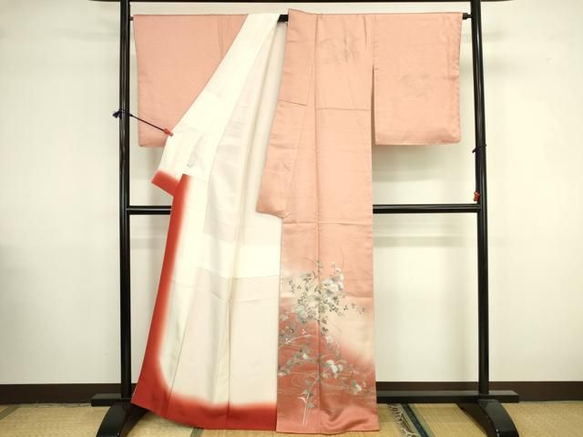 平和屋着物▼訪問着 螺鈿 草花 暈し染め 金銀彩 鈴乃屋扱い 正絹 逸品 未使用 DABK2914op
