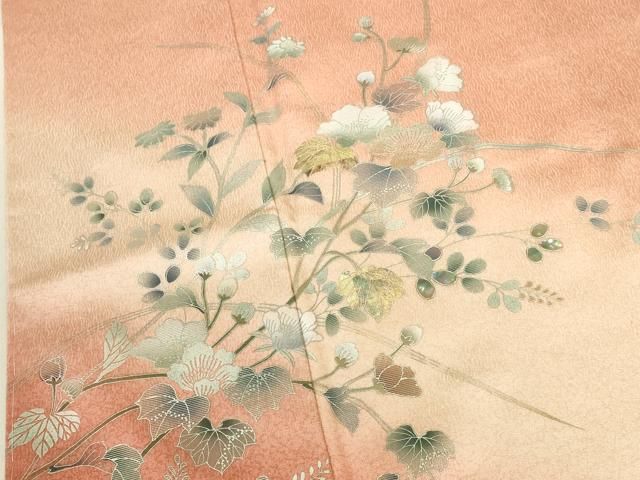 平和屋着物▼訪問着 螺鈿 草花 暈し染め 金銀彩 鈴乃屋扱い 正絹 逸品 未使用 DABK2914op