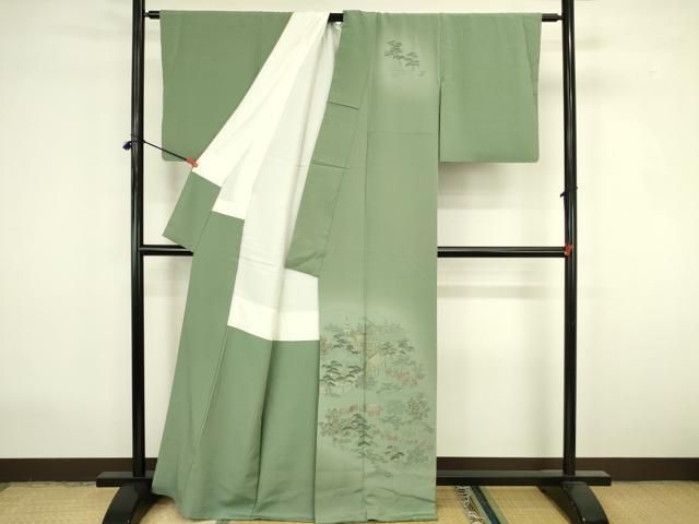 平和屋着物●中国三大刺繍 汕頭刺繍 スワトウ刺繍 総刺繍 訪問着 竹屋町刺繍 風景人物文 暈し染め 金糸 正絹 逸品 DABK2919op