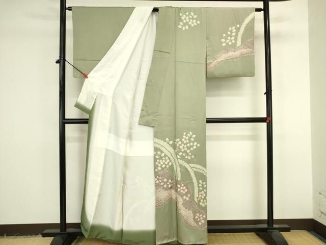 平和屋着物●訪問着 刺繍 絞り 松竹梅 流水花文 金銀彩 正絹 逸品 DABK2938op