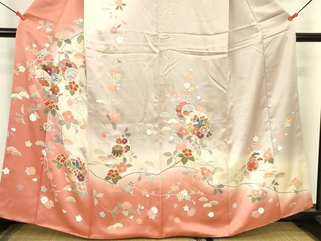 平和屋着物●訪問着 雪輪花文 暈し染め 金彩 三越扱い 正絹 逸品 DABK2939op