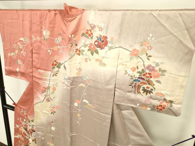 平和屋着物●訪問着 雪輪花文 暈し染め 金彩 三越扱い 正絹 逸品 DABK2939op