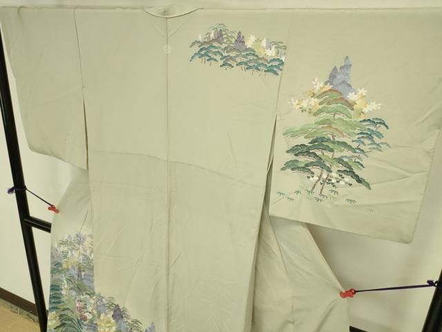 平和屋着物●高級染元 粋峰 林芳夫 京加賀友禅 訪問着 風景花文 暈し染め 正絹 逸品 DABK2943op