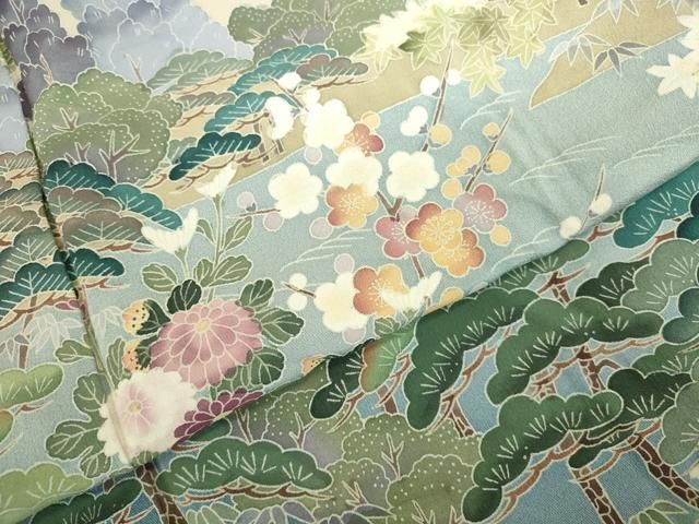平和屋着物●高級染元 粋峰 林芳夫 京加賀友禅 訪問着 風景花文 暈し染め 正絹 逸品 DABK2943op
