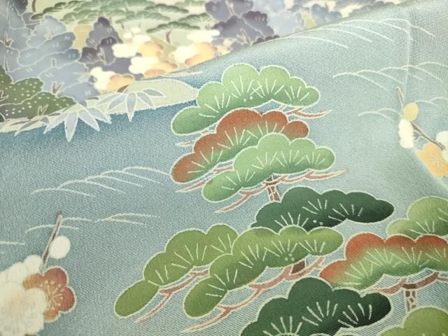 平和屋着物●高級染元 粋峰 林芳夫 京加賀友禅 訪問着 風景花文 暈し染め 正絹 逸品 DABK2943op