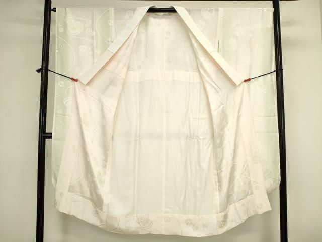 平和屋着物●振袖用長襦袢 無双仕立て 花鞠文 暈し染め 正絹 逸品 未使用 DABK2945op