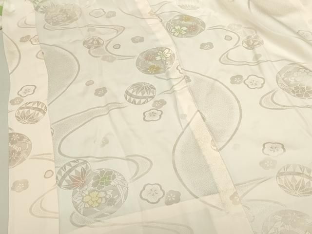 平和屋着物●振袖用長襦袢 無双仕立て 花鞠文 暈し染め 正絹 逸品 未使用 DABK2945op