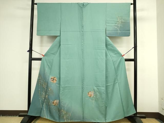 平和屋着物●中国三大刺繍 スワトウ刺繍 汕頭刺繍 訪問着 草花丸文 金彩 正絹 逸品 DABK2952op