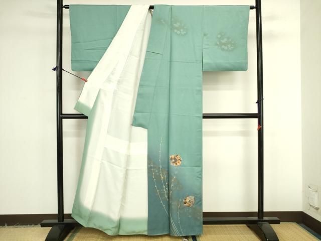 平和屋着物●中国三大刺繍 スワトウ刺繍 汕頭刺繍 訪問着 草花丸文 金彩 正絹 逸品 DABK2952op
