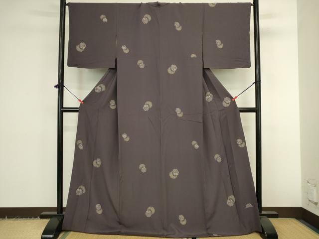 平和屋着物●上質な小紋 雪輪花文 ロング丈 正絹 逸品 DABK2953op