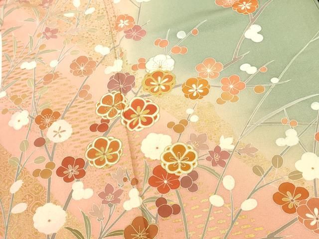 平和屋着物●訪問着 作家物 枝梅文 暈し染め 金彩 正絹 逸品 DABK2955op