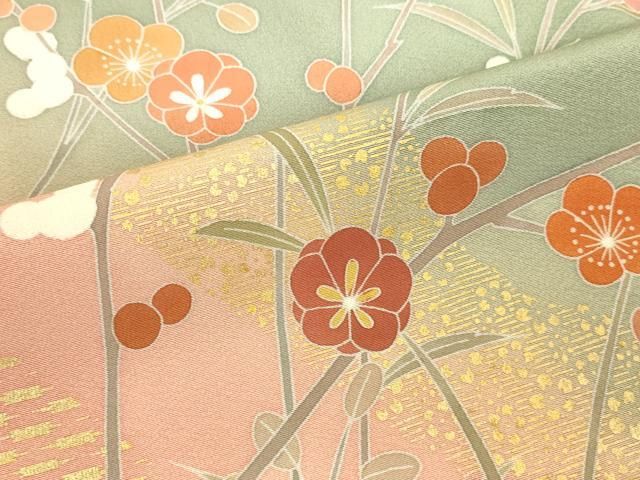 平和屋着物●訪問着 作家物 枝梅文 暈し染め 金彩 正絹 逸品 DABK2955op