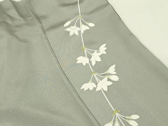 平和屋着物●訪問着 作家物 駒刺繍 舞花 黒地 ロング丈 正絹 逸品 DABK2963op