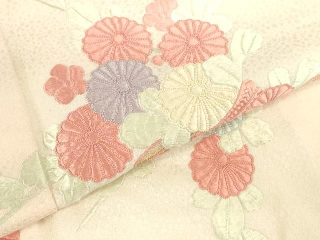 平和屋着物●中国三大刺繍 相良刺繍 総刺繍 訪問着 雲取花文 暈し染め 金糸 正絹 逸品 DABK2967op