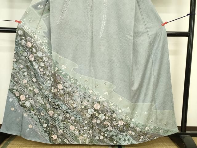 平和屋着物●中国三大刺繍 汕頭刺繍 スワトウ刺繍 総刺繍 訪問着 辻が花 金彩 正絹 逸品 DABK2975op