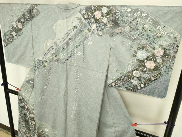 平和屋着物●中国三大刺繍 汕頭刺繍 スワトウ刺繍 総刺繍 訪問着 辻が花 金彩 正絹 逸品 DABK2975op
