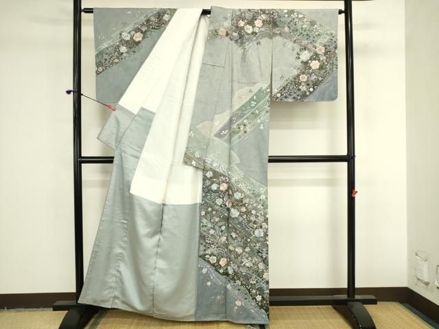 平和屋着物●中国三大刺繍 汕頭刺繍 スワトウ刺繍 総刺繍 訪問着 辻が花 金彩 正絹 逸品 DABK2975op