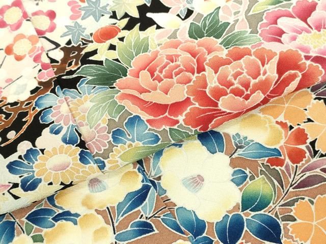 平和屋着物●豪華黒留袖 友禅 作家物 草花 正絹 逸品 DABK2976op