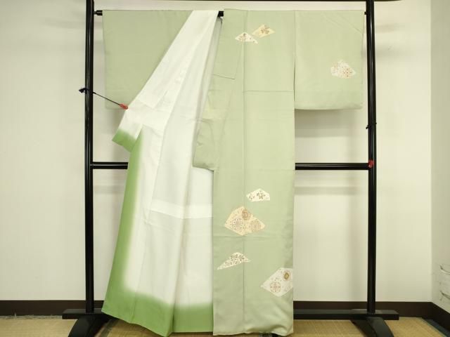 平和屋着物●訪問着 駒刺繍 正倉院幾何学花文 金彩 正絹 逸品 DABK2982op