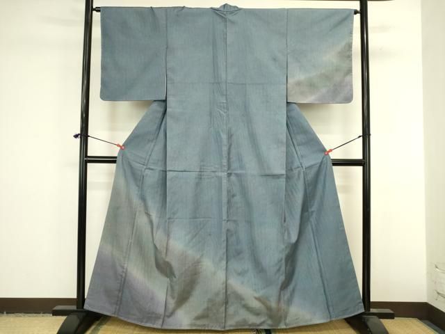 平和屋着物●本場縞大島紬 訪問着 絞り 変わり間道 暈し染め 正絹 逸品 DABK2986op