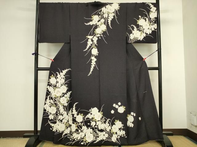 平和屋着物●Lako Kula 訪問着 薔薇 バラ 草花 金通し地 胴抜き仕立て 正絹 逸品 DABK2987op
