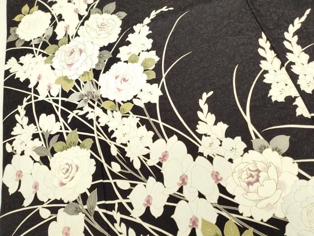 平和屋着物●Lako Kula 訪問着 薔薇 バラ 草花 金通し地 胴抜き仕立て 正絹 逸品 DABK2987op