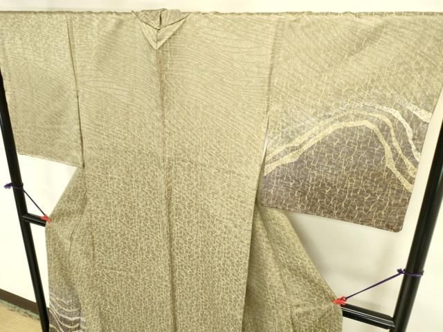 平和屋着物●訪問着 抽象文様 暈し染め 金彩 金通し地 ロング丈 正絹 逸品 未使用 DABK2992op