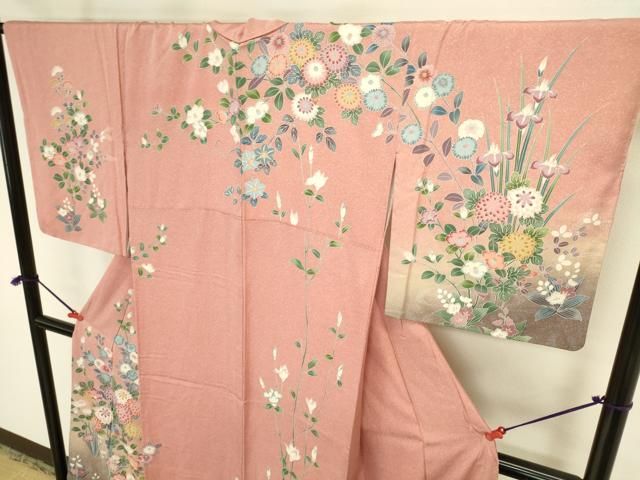 平和屋着物●訪問着 友禅 草花 暈し染め 正絹 逸品 未使用 DABK2993op