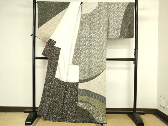 平和屋着物●訪問着 型染 草花 正絹 逸品 DABK2994op