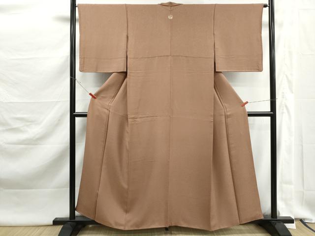 平和屋着物■上質な色無地 霞地紋 梅染色 正絹 逸品 DABK3028qa