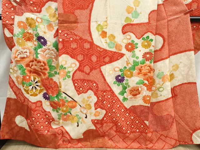 平和屋着物■豪華振袖 駒刺繍 絞り 花車文 牡丹 金銀彩 正絹 逸品 DABK3045qa