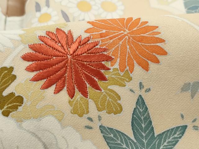 平和屋着物■豪華色留袖 刺繍 雲取り風景花文 正絹 逸品 DABK3049qa