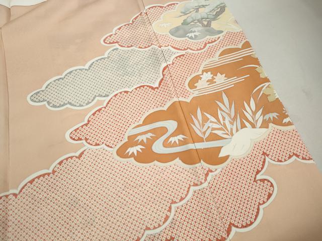 平和屋着物■豪華色留袖 刺繍 雲取り風景花文 正絹 逸品 DABK3049qa