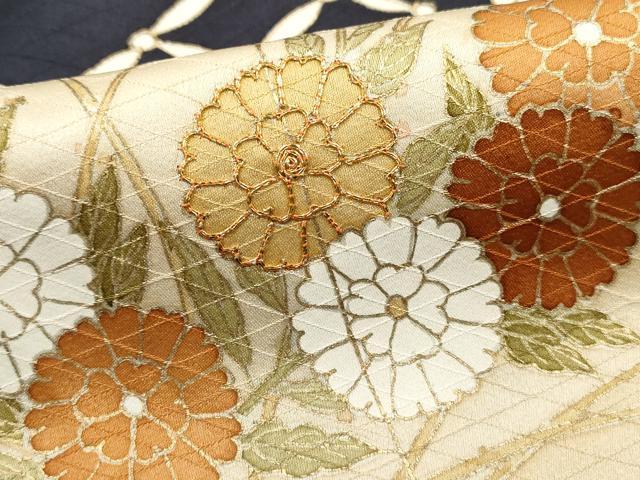 平和屋着物■訪問着 駒刺繍 冊子花文 金彩 正絹 逸品 DABK3053qa