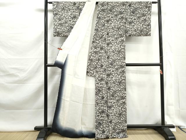 平和屋着物■上質な小紋 笹の葉文 型染め 正絹 逸品 DABK3062qa