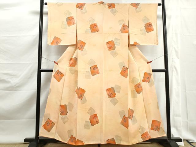 平和屋着物■上質な小紋 地紋起こし 破れ色紙花文 暈し染め 正絹 逸品 DABK3075qa