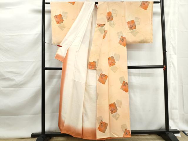 平和屋着物■上質な小紋 地紋起こし 破れ色紙花文 暈し染め 正絹 逸品 DABK3075qa