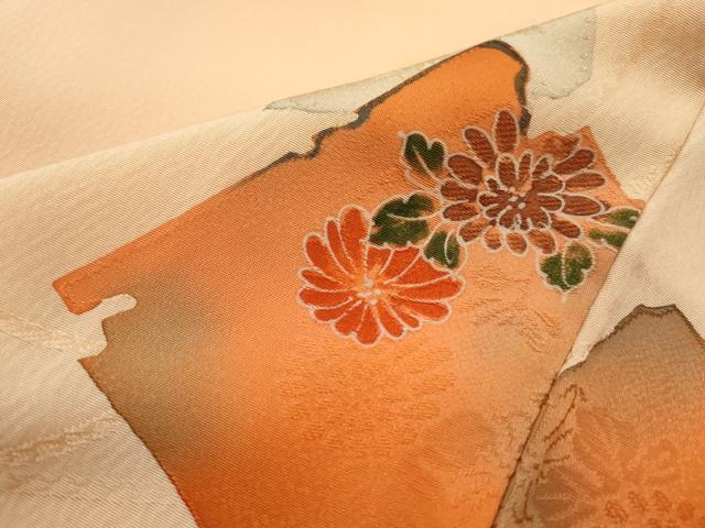 平和屋着物■上質な小紋 地紋起こし 破れ色紙花文 暈し染め 正絹 逸品 DABK3075qa