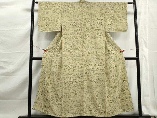 平和屋着物■上質な小紋 人物風景文 正絹 逸品 DABK3077qa