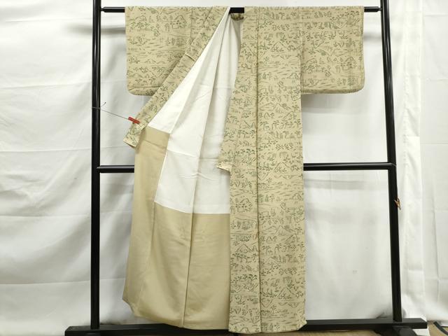 平和屋着物■上質な小紋 人物風景文 正絹 逸品 DABK3077qa