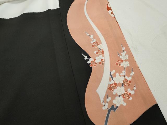 平和屋着物■豪華黒留袖 駒刺繍 飛鶴花文 金彩 正絹 逸品 DABK3095qa