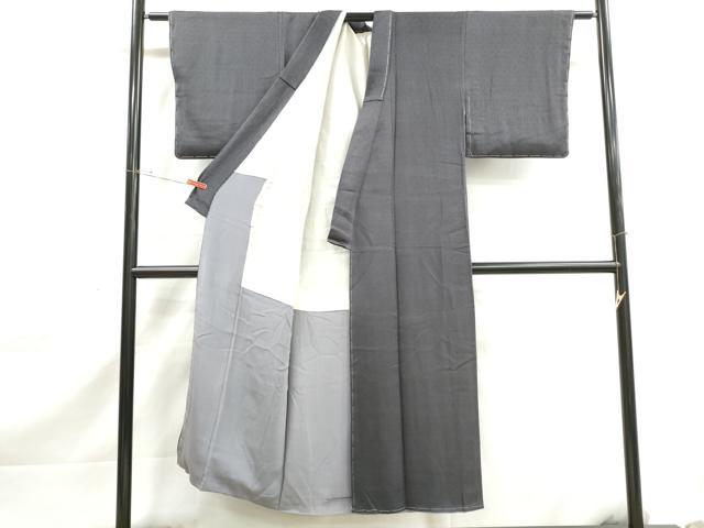 平和屋着物■上質な色無地 亀甲花地紋 黒緑色 正絹 逸品 DABK3100qa