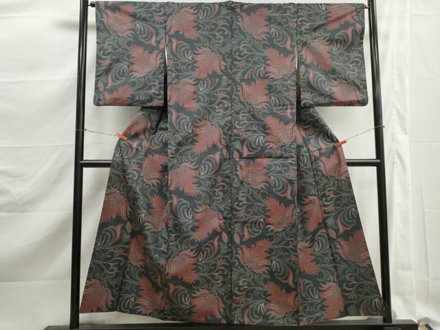 平和屋着物■本場大島紬 7マルキ 更紗花唐草文 正絹 逸品 DABK3104qa