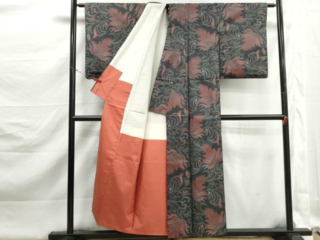 平和屋着物■本場大島紬 7マルキ 更紗花唐草文 正絹 逸品 DABK3104qa