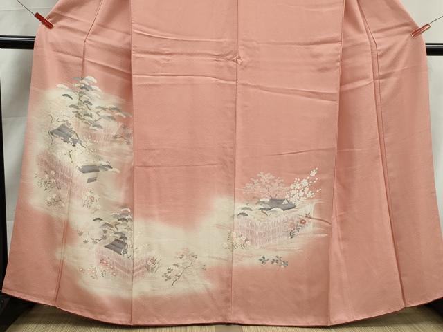 平和屋着物■訪問着 風景花文 暈し染め 金彩 正絹 逸品 DABK3126qa