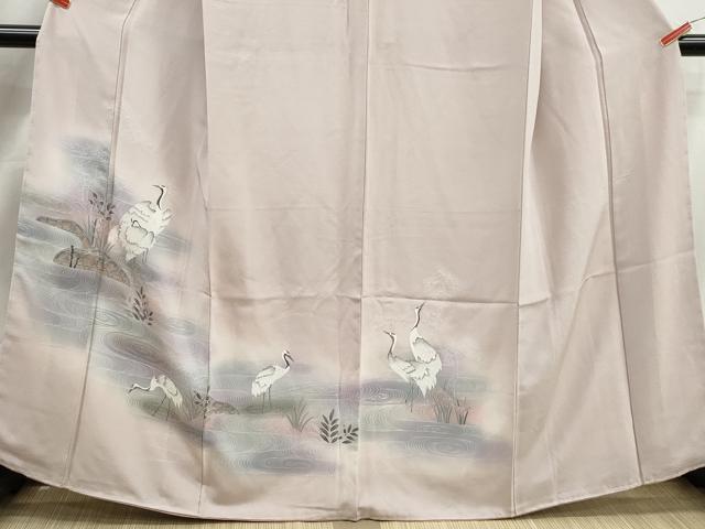 平和屋着物■訪問着 流水群鶴文 暈し染め 金彩 正絹 逸品 DABK3141qa
