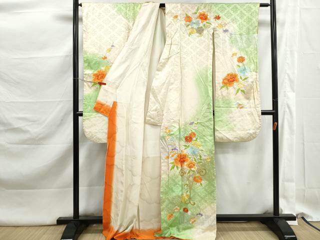 平和屋着物■訪問着 駒刺繍 草花文 暈し染め 金銀糸 正絹 逸品 DABK3149qa